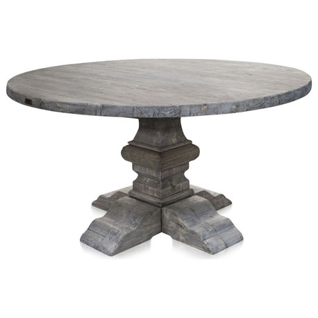 Gray Round Dining Table, Versmissen Column, Medium