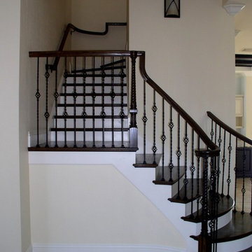 Twisted Iron Baskets & Wood Newels, Double Flared Bottom - Quail West