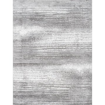 Paris Shag Power-Loomed Taupe Grey/Ivory Area Rug- 12' x 15'