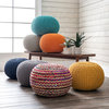nuLOOM Knitted Cotton Ling Contemporary Pouf, Multi