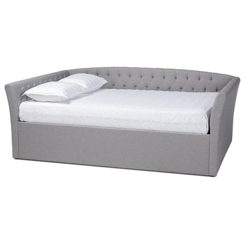 Modern Light Grey Fabric Upholstered Queen size Daybed