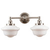 Lavagna 2 Light Schoolhouse Wall Sconce with Milk Glass, Brushed Nickel