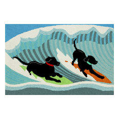 Liora Manne Frontporch Surfing Dogs Indoor/Outdoor Rug Ocean 1'8"x2' 6"