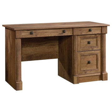 Pemberly Row Contemporary Engineered Wood Computer Desk in Vintage Oak
