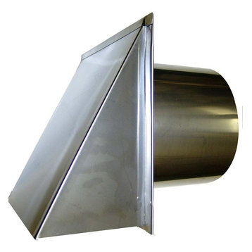 Stainless Steel Exterior Side Wall Cap, 8 Inch, With Damper and Screen