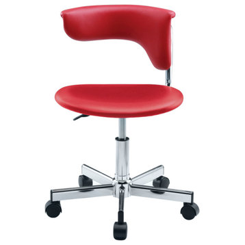 Computer Office Chair Stainless Base, Red