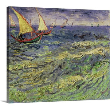 "Seascape at Saintes Maries (View of Mediterranean) 1888" Wrapped Canvas Art