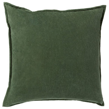 Cotton Velvet by Surya Poly Fill Pillow, Dark Green, 18' x 18'