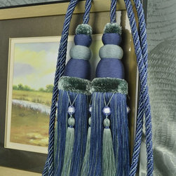 6 Colors QYM13 Faux Silk Curtain Tassel Tie Backs in Blue Color - Window Treatment Accessories