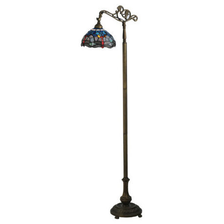 60.5H Tiffany Hanginghead Dragonfly Bridge Arm Floor Lamp