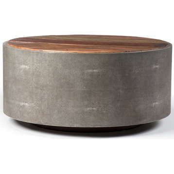 Round 38" Reclaimed Wood Shagreen Coffee Table