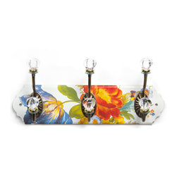 Flower Market Enamel Triple Wall Hook - White | MacKenzie-Childs - Wall Hooks