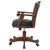 Black Leatherette Arm Chair, Tobacco Finish