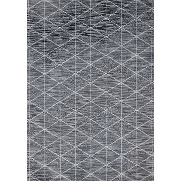 Florence Collection Light Gray Cream Tri-Structure Rug, 6'7"x9'6"
