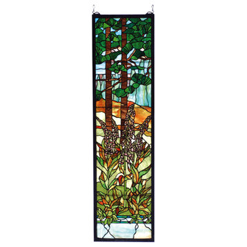 12W X 44H Tiffany Foxgloves Stained Glass Window