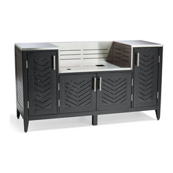 Westport Outdoor Kitchen in Jet Black Aluminum - Grill Cabinet - Patio Furniture And Outdoor Furniture
