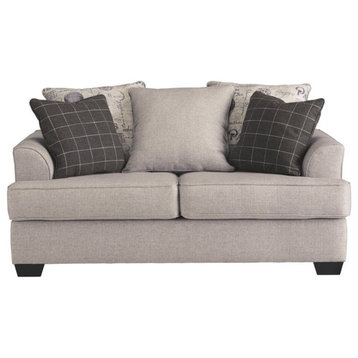 Bowery Hill Modern / Contemporary Fabric Loveseat in Pewter Finish