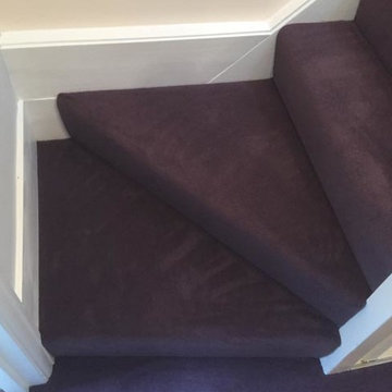 Installing Purple Carpet to Stairs in Private Residence