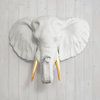 Faux Mounted Elephant Head, Standard, White and Gold