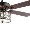 Paolo 52" 3-Light Farmhouse Shade LED Ceiling Fan With Remote, Black/White
