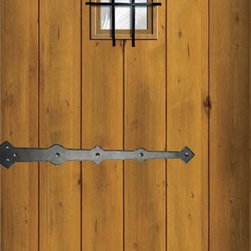 Slab External Single Door 96 80 Wood Alder Rustic Plank Arch Top - Front Doors