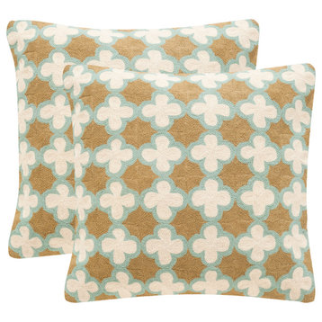 Safavieh Carna Pillow, Set of 2, Amist Green, 20"x20"