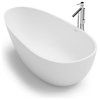 ADM Oval Freestanding Bathtub, Matte White, 72.8"