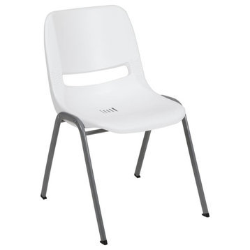 HERCULES Series 880 lb. Capacity White Ergonomic Shell Stack Chair with Gray...