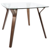 LumiSource Folia Dining Table, Walnut, Walnut, Clear Glass