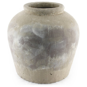 Distressed Terracotta Vase, Grey Wash, Small