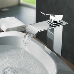 Contemporary Brass Waterfall Bathroom Sink Faucet (Tall) T0518H - Bathroom Sink Faucets