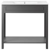 Modway Altura 36" MDF Ceramic and Particleboard Bathroom Vanity in Gray/White