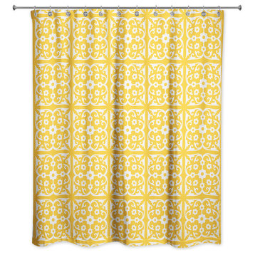 Yellow Tile 71x74 Shower Curtain