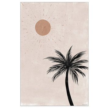 "Palm and Sun" Floater Framed Painting Print on Canvas, 16x24
