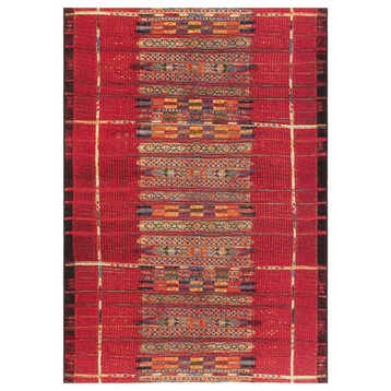 Marina Tribal Stripe Indoor/Outdoor Rug, Red, 6'6"x9'3"