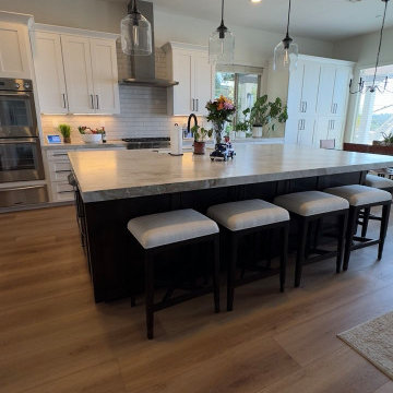 Transitional Two-Tone Kitchen with Expansive Island