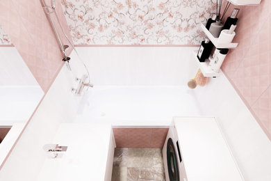 Маленькая ванная с розовым акцентом