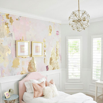 Pink and Gold Girls Room Accent Wall Wallpaper