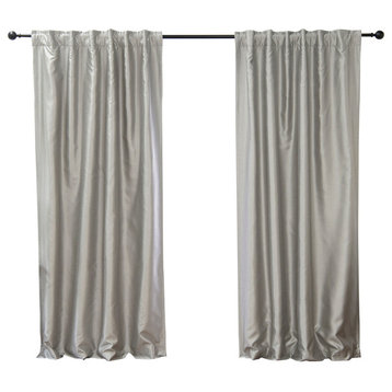 Faux Silk Blackout Curtains, Gray, 84"