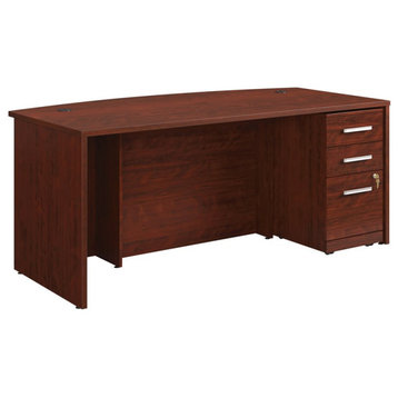 Sauder Affirm 72" Bowfront Desk and 3-Drawer Mobile File Cabinet in Cherry