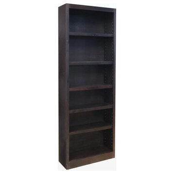 Traditional 84" Tall 6-Shelf Wood Bookcase in Espresso