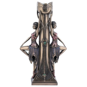 Art Deco, Ladies Candle Holder, Cold Cast Bronze