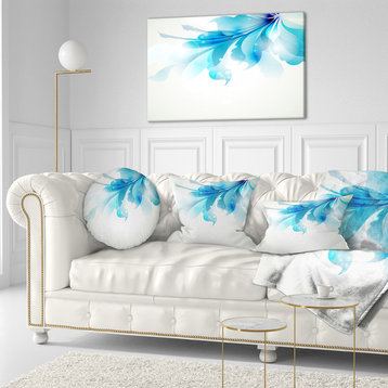 Tender Blue Abstract Flowers Floral Throw Pillow, 12"x20"