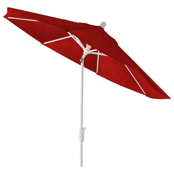 9' Round 360 Rotating Auto Tilt Umbrella, White, Sunbrella, Jockey Red