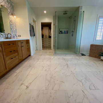 Master bathroom in Calabasas Before and after