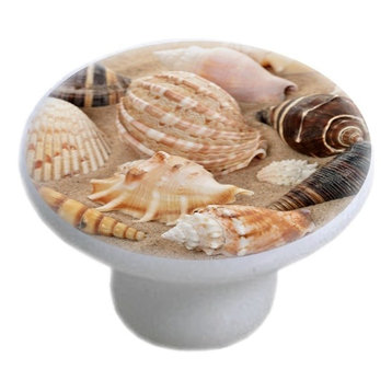Seashells on Sand Ceramic Cabinet Drawer Knob