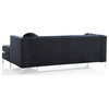 Pompano Velvet Button Tufted Sofa with Chaise, Black