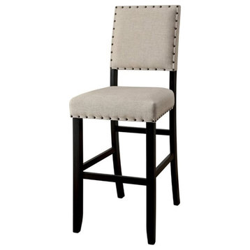 Furniture of America Sinuata Fabric Nailhead Bar Chair in Beige (Set of 2)