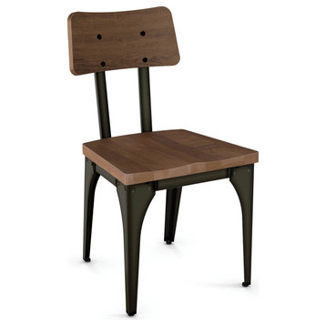Amisco Woodland Dining Chair, Light Brown Distressed Wood / Dark Grey Metal