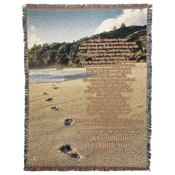 Tapestry Throw, Footprints 2Ply, 48"x68"